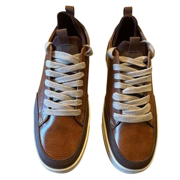Madden NYC Men's Brown Faux Leather Sneakers in a Size 8 - Picture 2 of 7